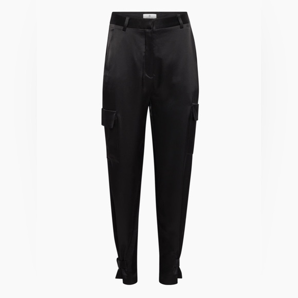 Aritzia Babaton refined cargo satin pants in black size 8 - Picture 4 of 11